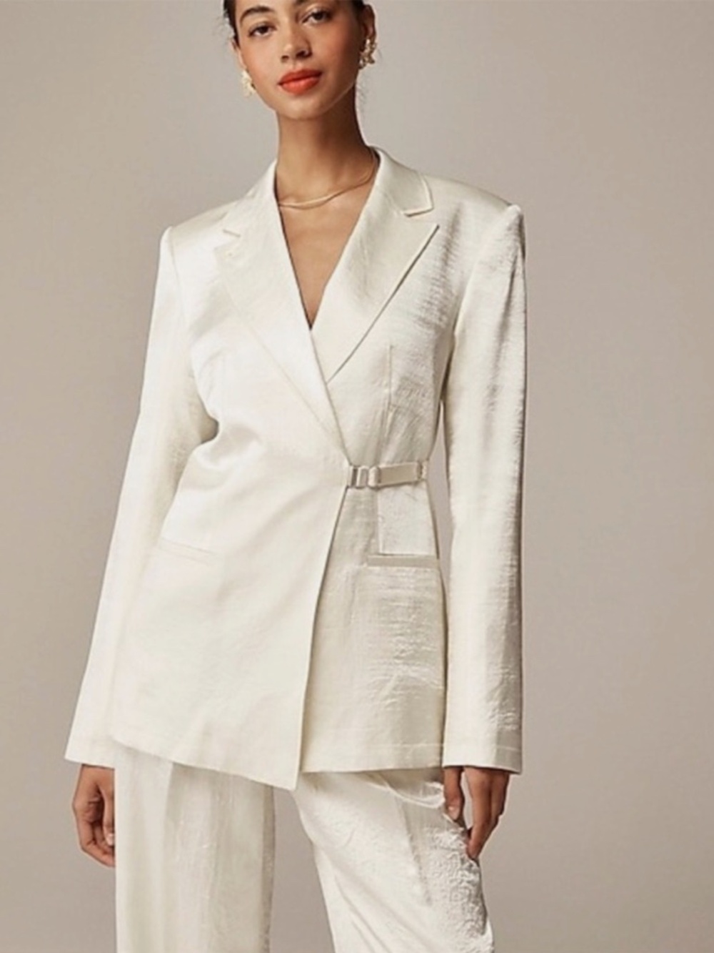 Anna October X J. Crew side-tab blazer in textured satin